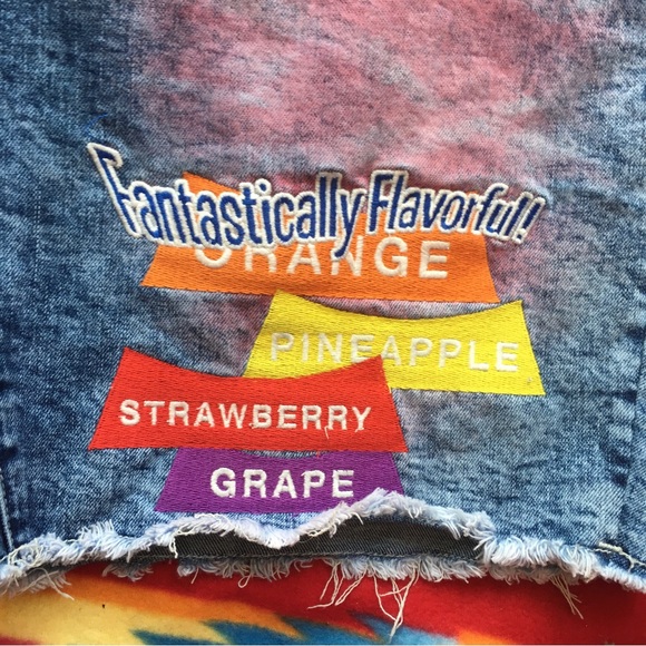 Staple FANTA Patched Stone Wash Raw Hem  Denim Shorts Men 44 Hip Hop Street Wear - Picture 5 of 9